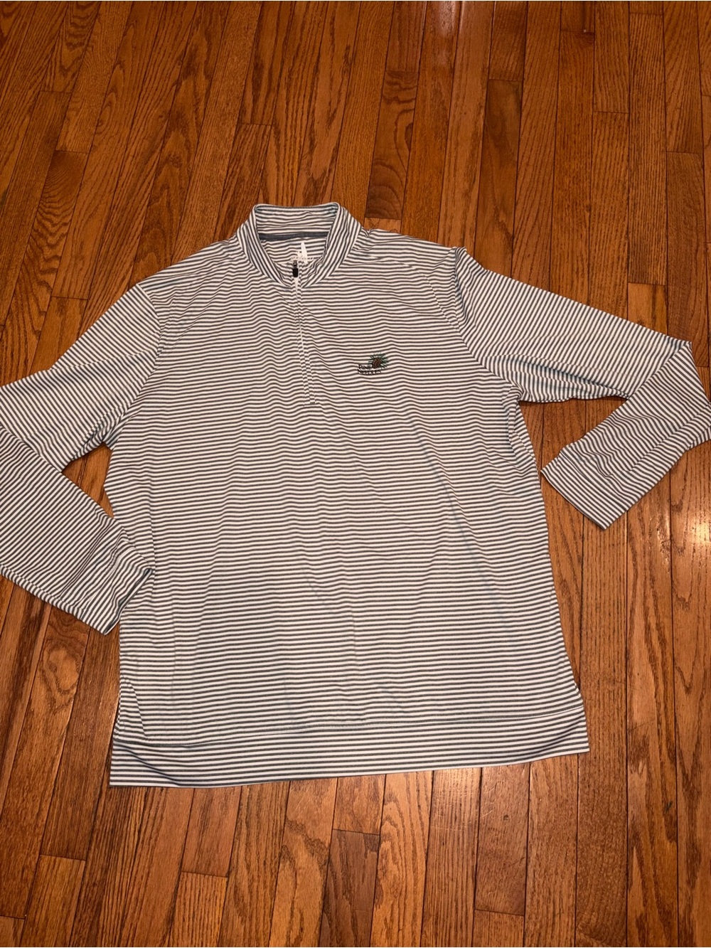 johnnie-O XL Striped Long-Sleeve Quarter-Zip Performace shirt